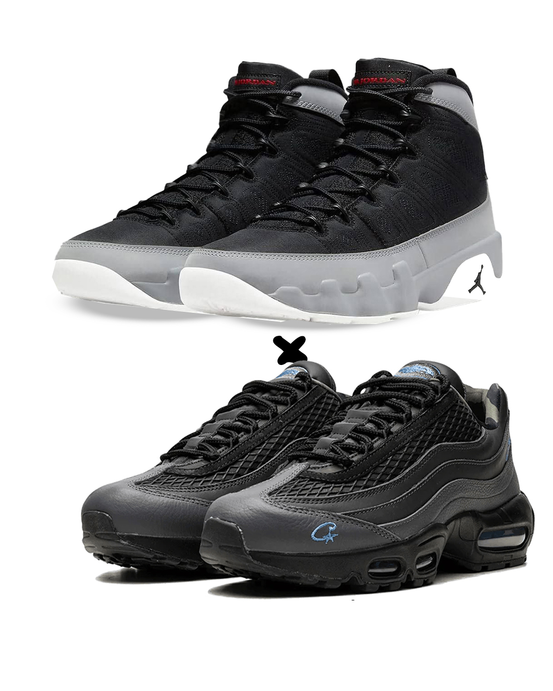 Air Jordan 9 Retro "Particle Grey" X. Nike Air Max 95 SP Corteiz “Aegean Storm”